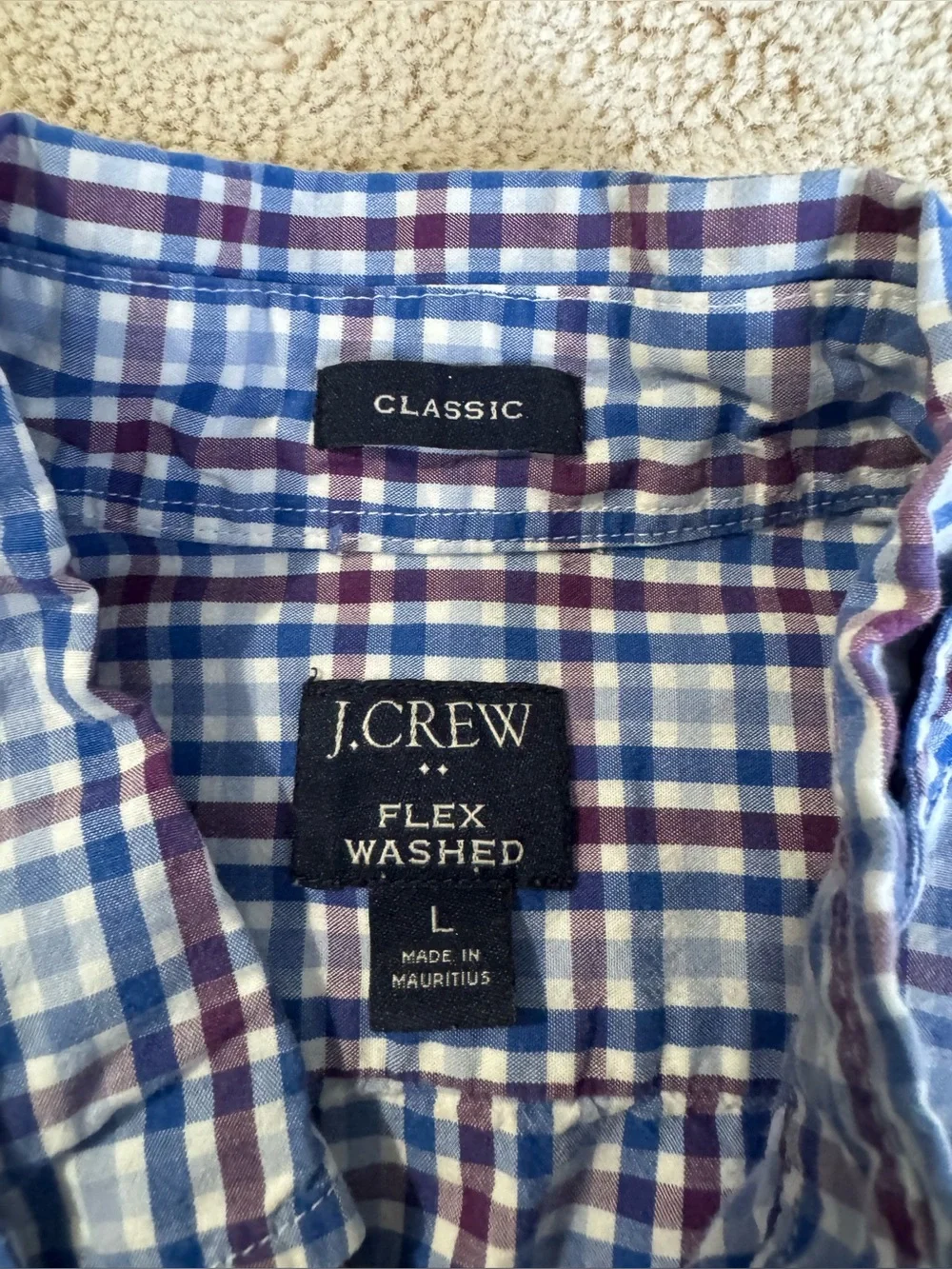 J Crew classic flex washed 98% cotton plaid button down size L